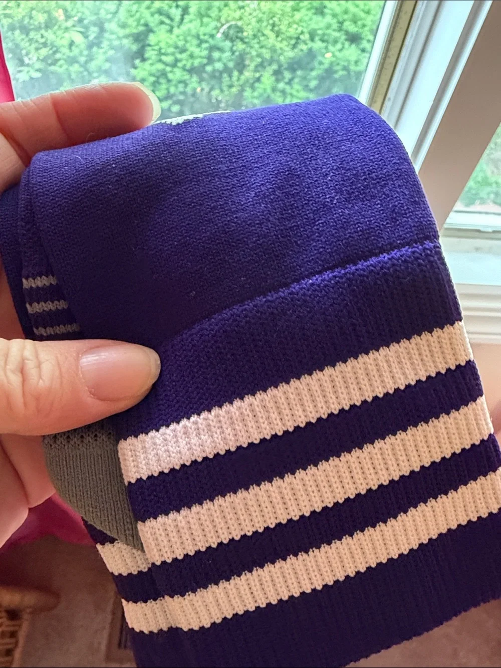 adidas Purple Athletic Soccer Copa Zone Socks with White Stripes